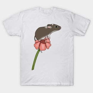 Cute brown gerbil on a flower T-Shirt